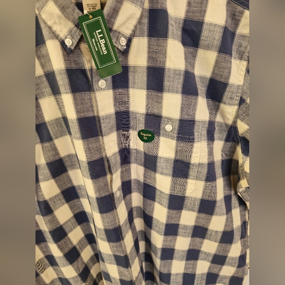 NWT L.L. Bean Men's Vintage Indigo Blue Plaid Short Sleeve  Shirt Size XL - Picture 7 of 15